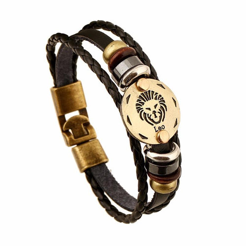 Leo Zodiac Leather Bracelet - Fandom World Store